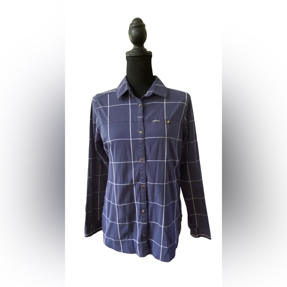 Columbia Navy Checkered Women's Button Down Shirt